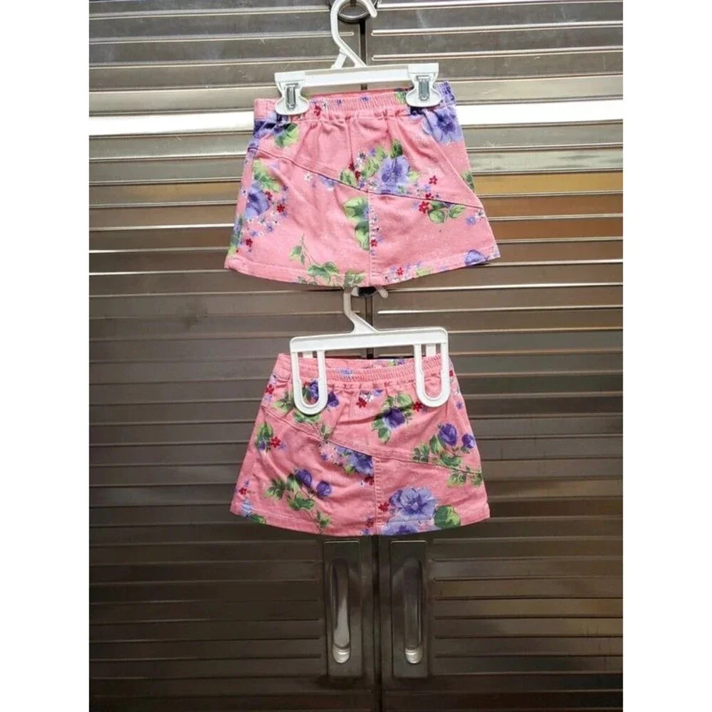 Twins! 2 Matching Floral Pink Skirts